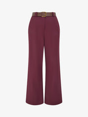 Pantalon élastiqué coupe ample - Lie de vin - 1