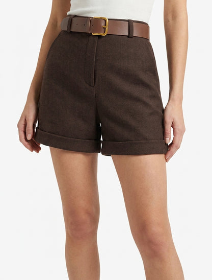 Short en feutrine taille haute - Marron