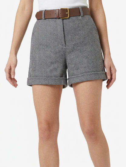 Short en feutrine taille haute - Gris