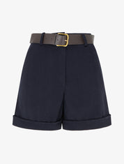 Short droit en velours côtelé taille haute - Marine - 1