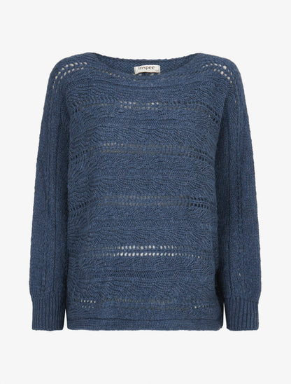 Pull dolman ajouré - Bleu charrette - 1