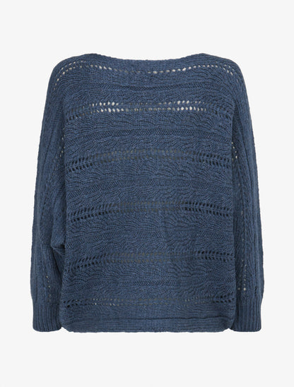 Pull dolman ajouré - Bleu charrette - 2