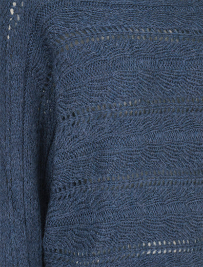 Pull dolman ajouré - Bleu charrette - 3