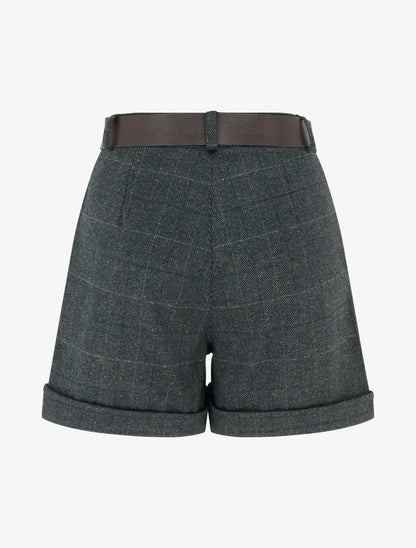 Short droit à carreaux taille haute - Gris foncé - 2