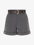 Short à revers ceinturé - Gris - 1