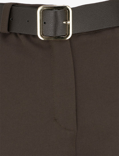 Short à revers ceinturé - Marron - 3