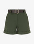 Short à revers ceinturé - Kaki - 1