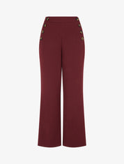 Pantalon uni à fermeture sur les côtés - Bordeaux - 1