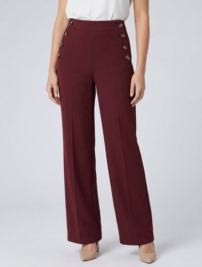 Pantalon fluide taille haute - Bordeaux