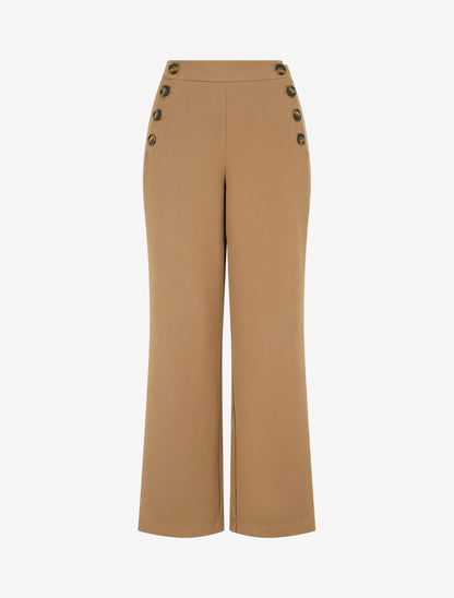 Pantalon uni à fermeture sur les côtés - Camel - 1