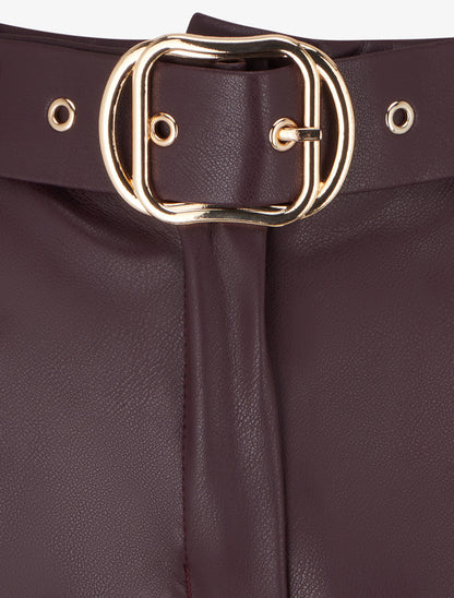 Short en simili à revers - Prune - 3
