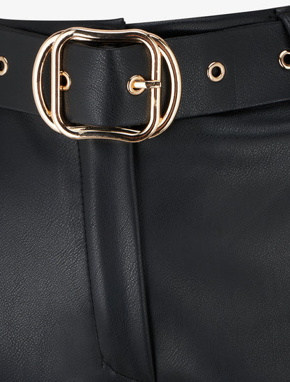 Short en simili à revers - Noir - 3