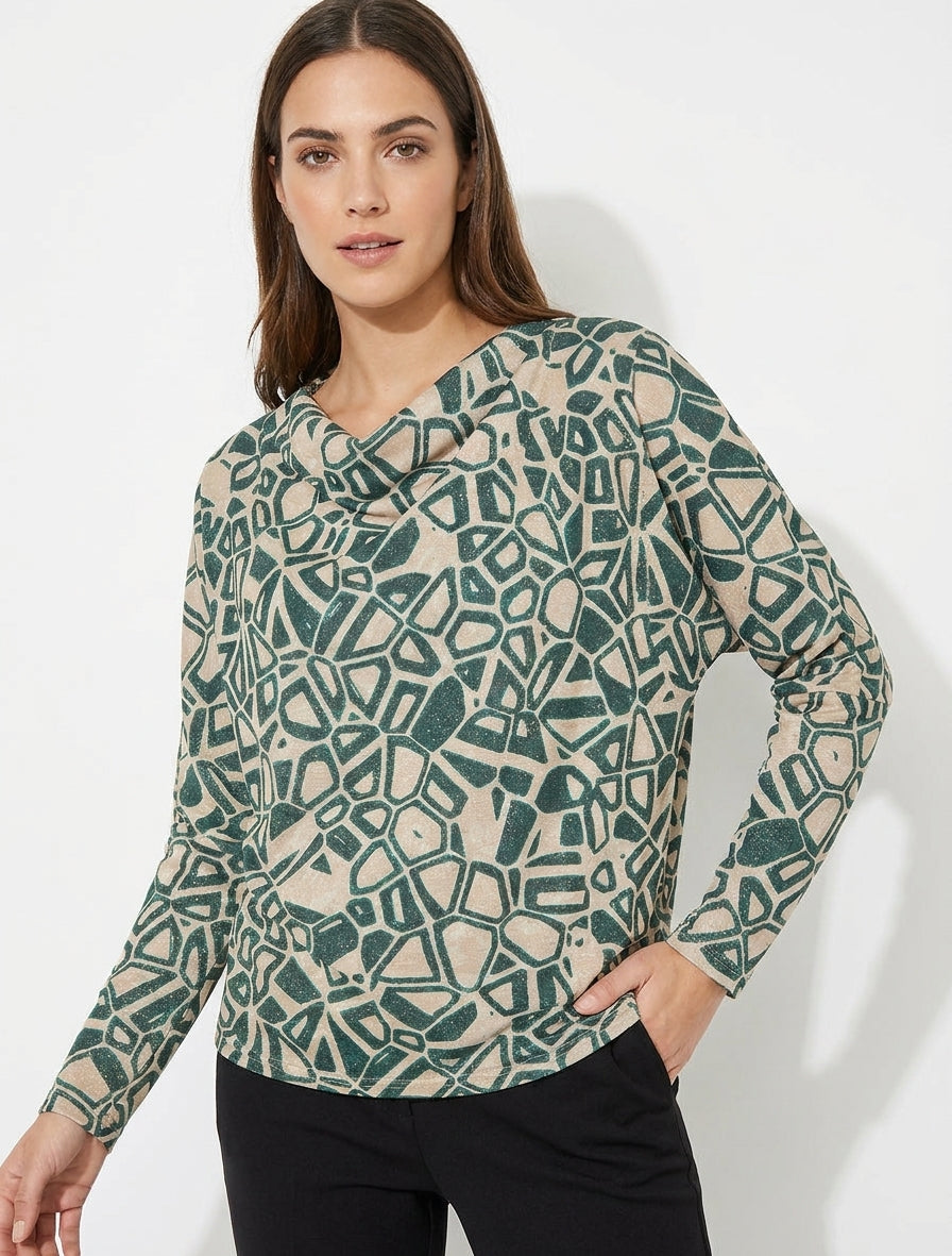 Top irisé manches chauve-souris - Vert foncé