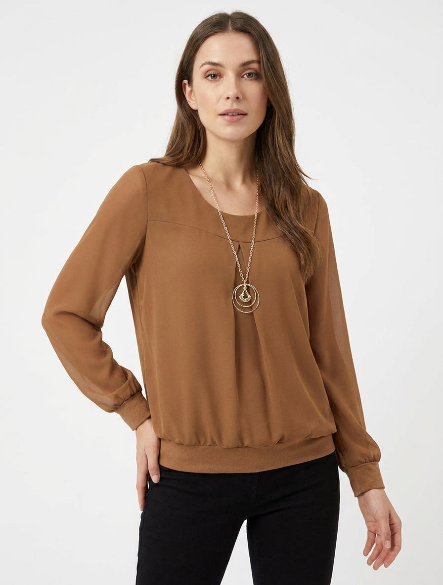 Top boule en voile à doublure - Camel