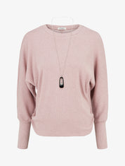 Pull côtelé à manches longues style chuave-souris - Rose - 1