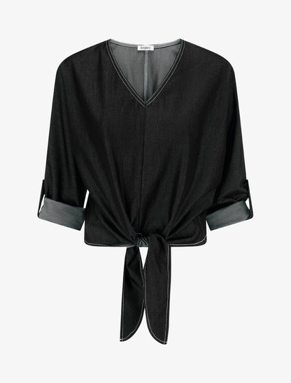 Top droit à nouer - Noir - 1
