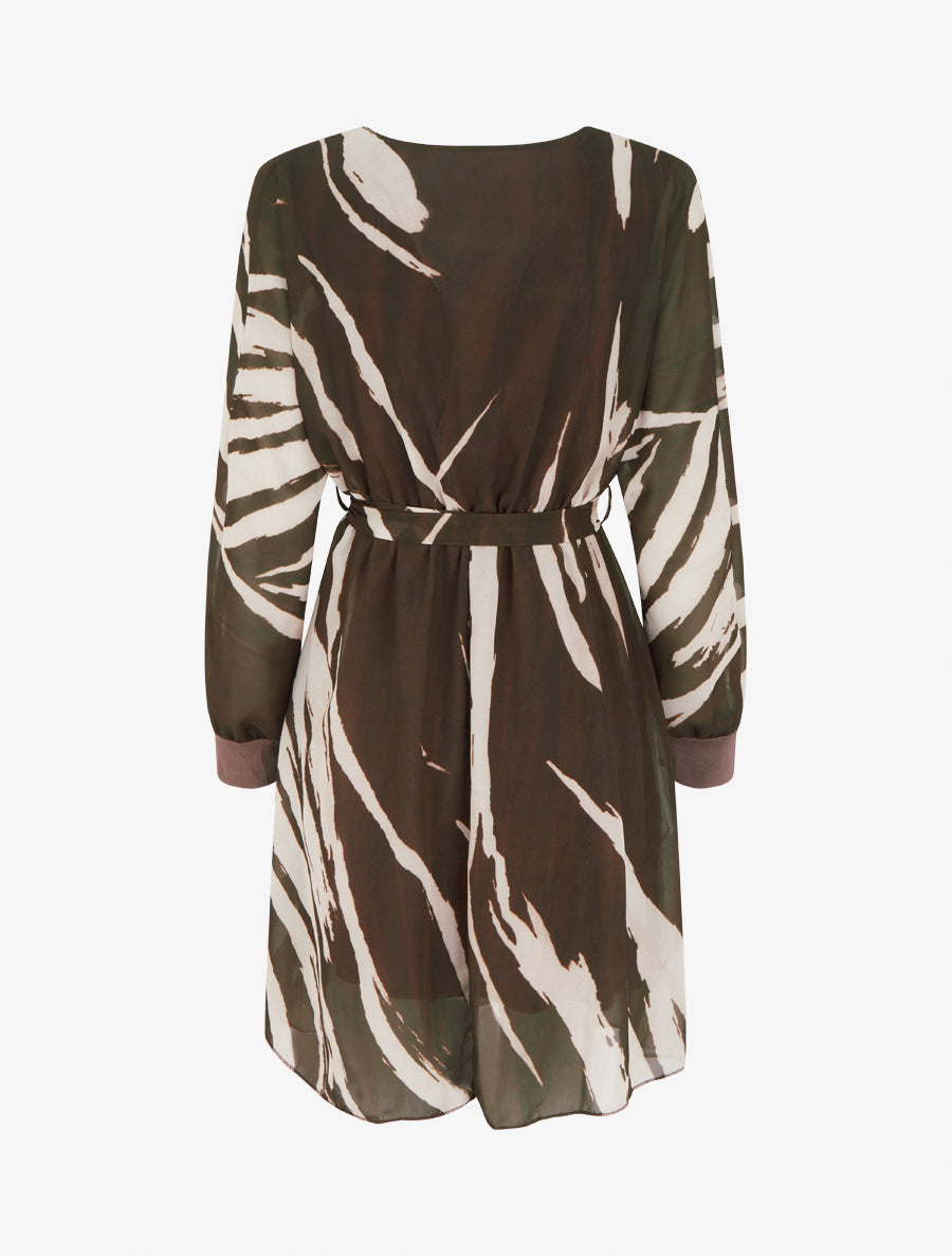 Robe évasée à imprimé abstrait - Marron - 2