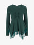 Pull fin bords asymétriques en dentelle - Vert foncé - 1