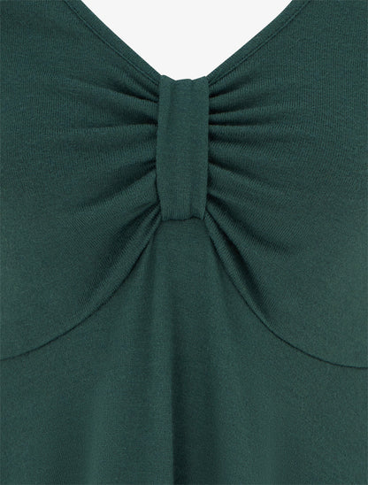 Pull fin bords asymétriques en dentelle - Vert foncé - 3