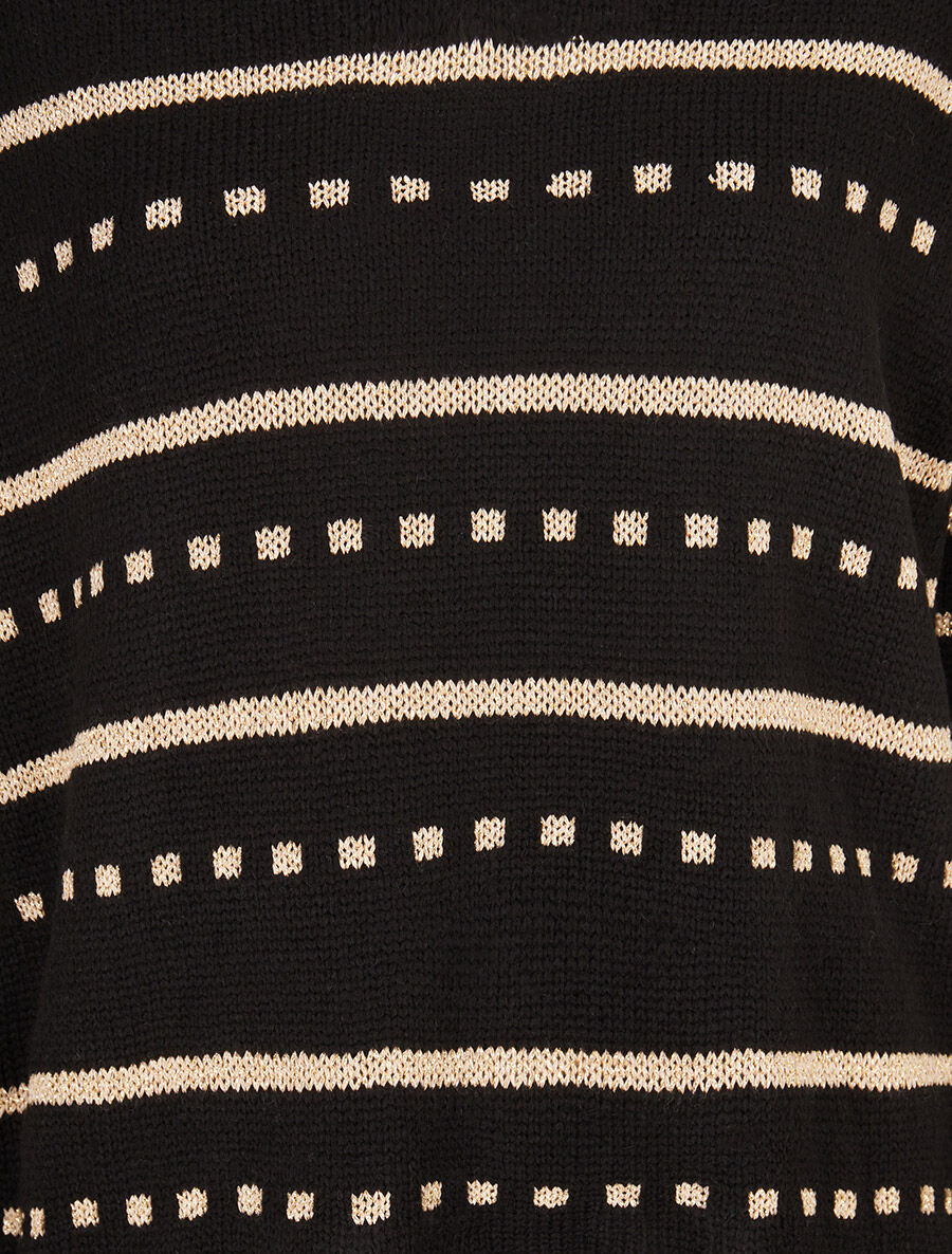 Pull imprimé lignes et points - Noir - 3