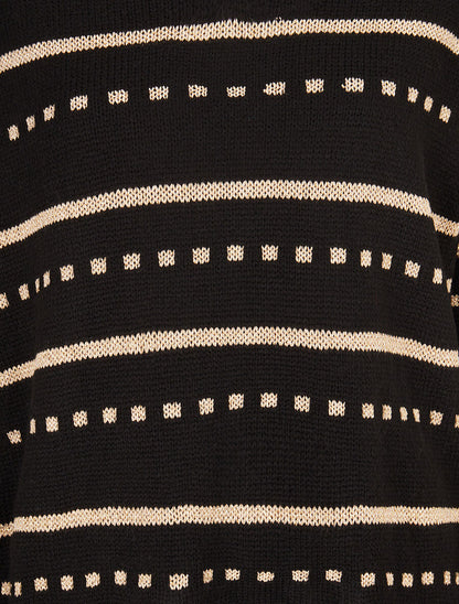 Pull imprimé lignes et points - Noir - 3