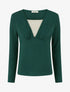 Pull fin bicolore à manches longues - Vert sapin - 1