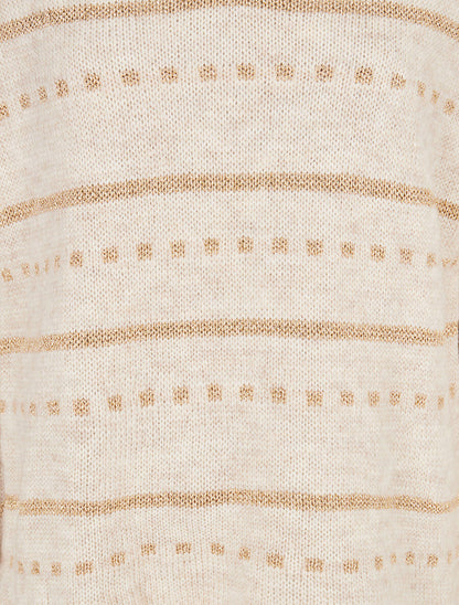 Pull imprimé lignes et points - Écru - 3