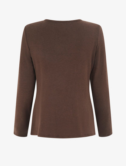 Pull fin style gilet à manches longues et anneau - Marron/bordeaux - 2