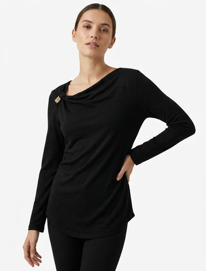 Pull fin encolure bénitier - Noir