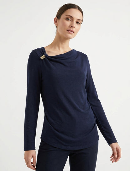 Pull fin encolure bénitier - Marine