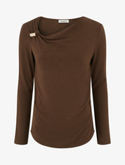 Pull fin à empiècement bijou - Marron - 1