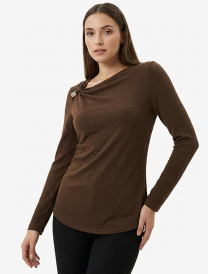 Pull fin encolure bénitier - Marron