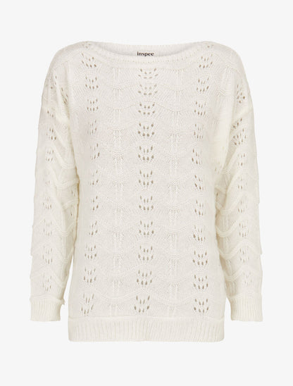 Pull à relief zig-zag et ajouré - Écru - 4
