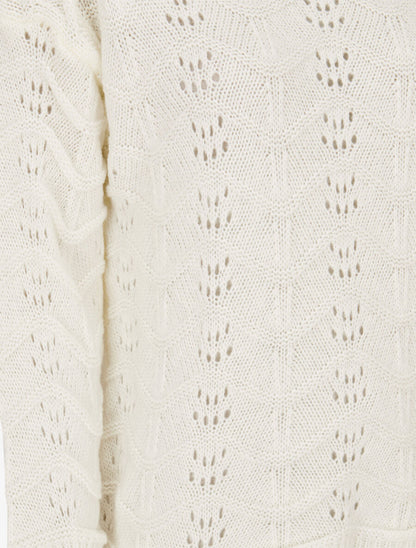Pull à relief zig-zag et ajouré - Écru - 3