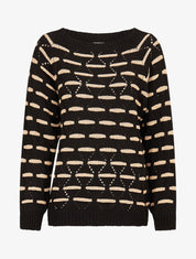 Pull à bandes dorées stylisées - Noir - 4