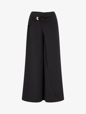 Pantalon ample à pan et bijou métallique - Noir - 1