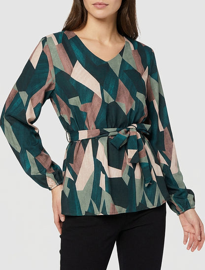Blouse péplum encolure V - Vert sapin