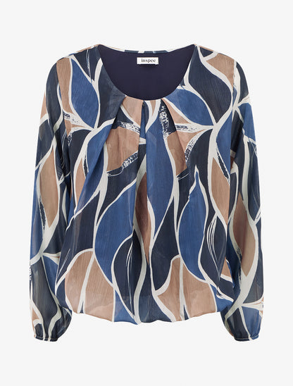 Top boule irisé imprimé stylisé - Marine - 1