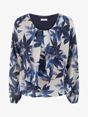 Top boule irisé imprimé feuilles - Marine - 1