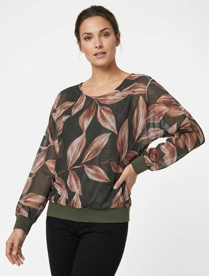 Blouse fluide manches chauve-souris - Kaki foncé