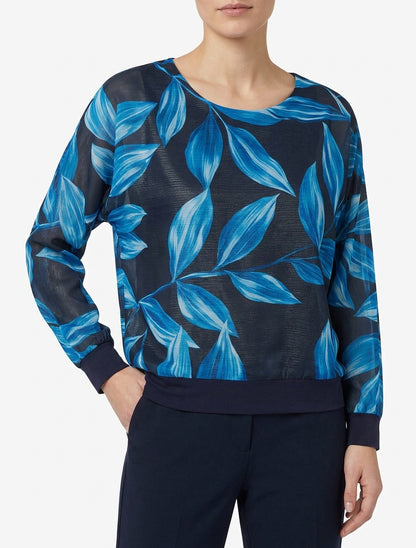 Blouse fluide manches chauve-souris - Marine