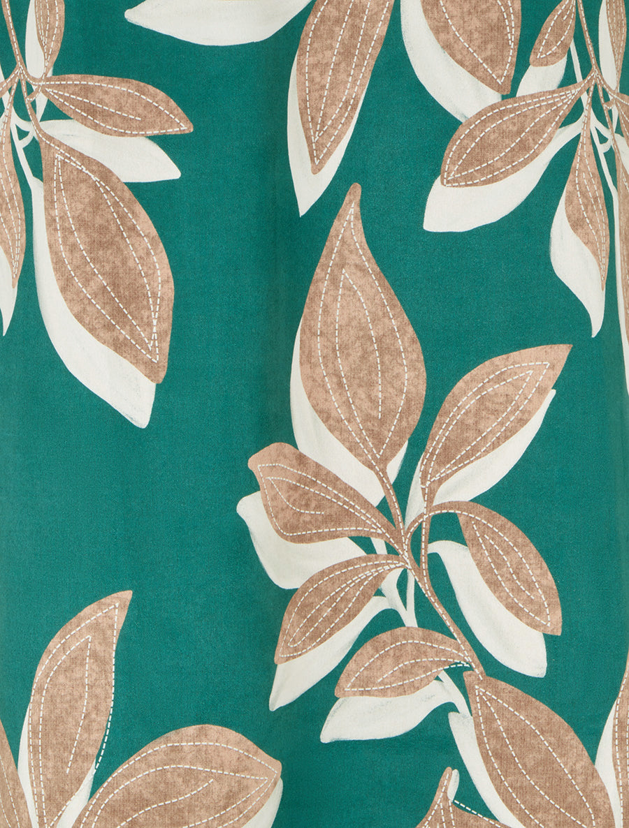 Jupe longue en suédine imprimé feuilles - Vert foncé - 3