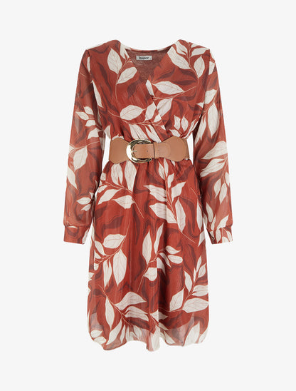 Robe irisée à imprimé feuillage - Rouille - 1