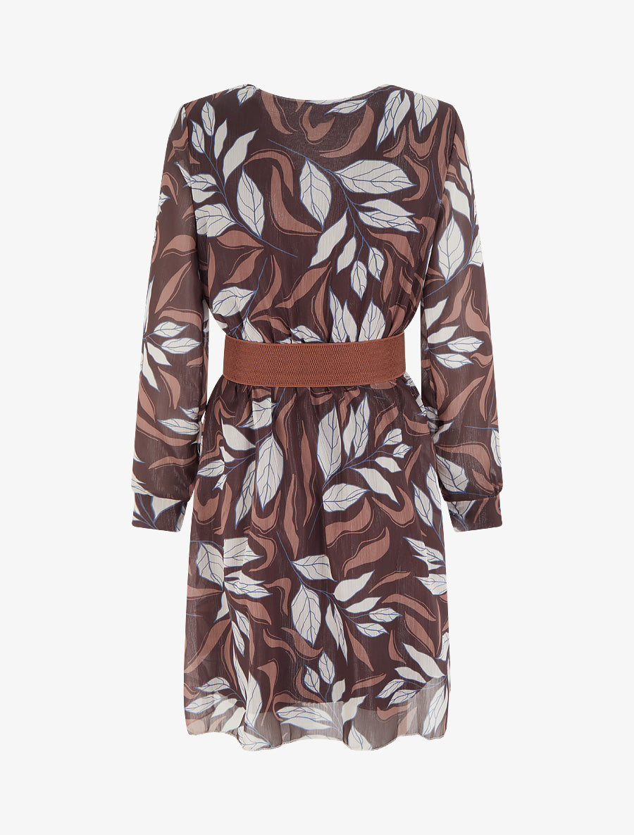 Robe irisée à imprimé feuillage - Marron - 2