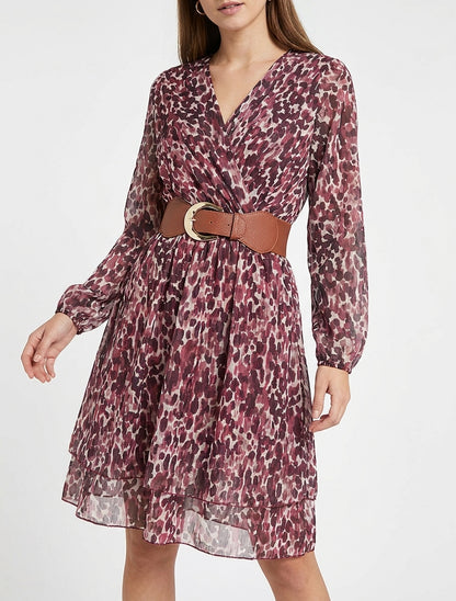 Robe fluide à manches transparentes - Lie de vin