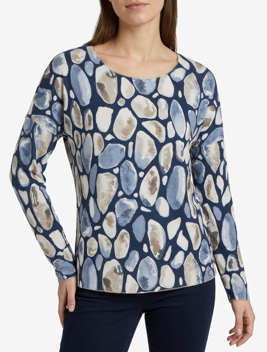 Pull fin à liserés irisés - Marine