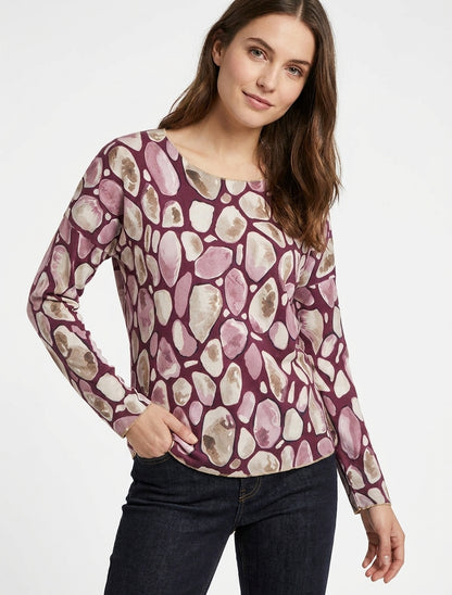 Pull fin à liserés irisés - Prune
