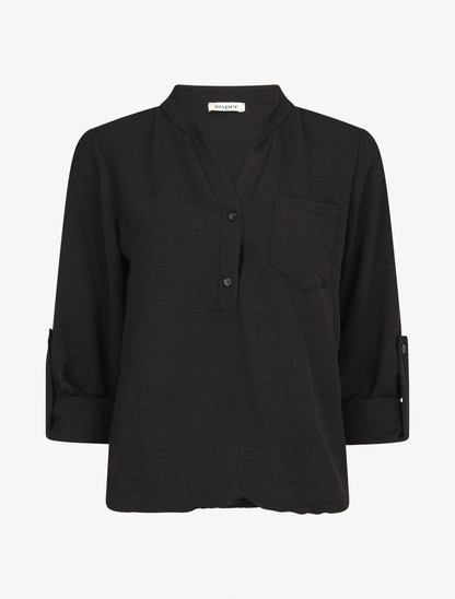 Blouse coupe boule à poiche poitrine - Noir - 1