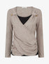 Pull fin uni à boutons décoratifs - Taupe - 1
