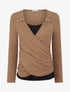 Pull fin uni à boutons décoratifs - Camel - 1
